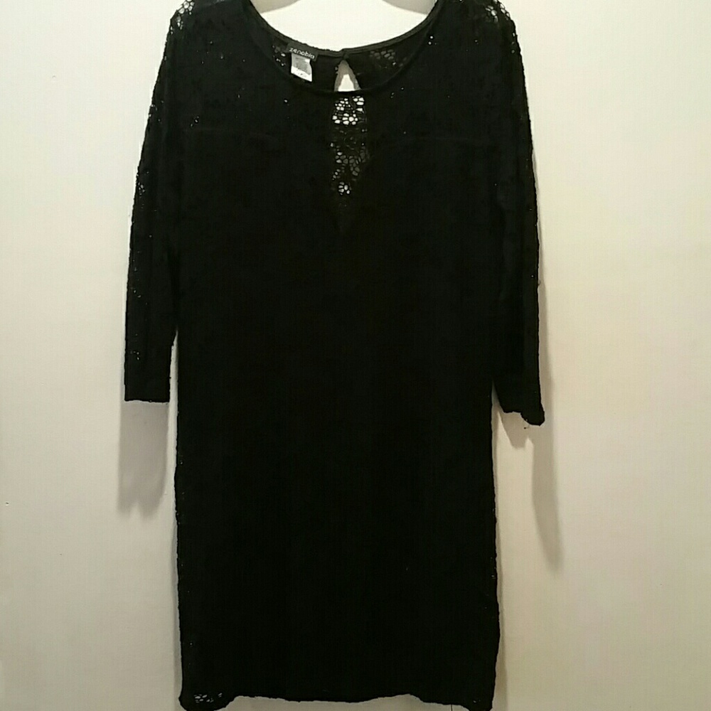 Sexy black lace midi dress